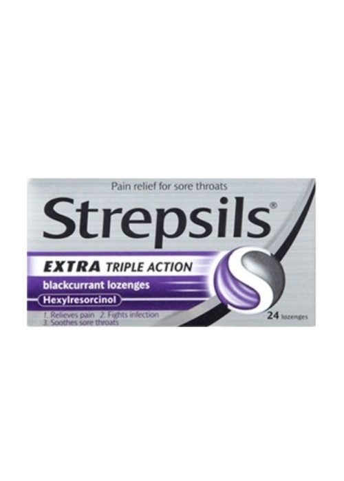 Strepsils Extra Blackcurrant Lozenges for sore throat x24